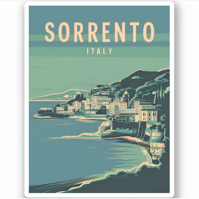 Pegatina Viajes de época Sorrento Italia Gráfico retro (Anverso)