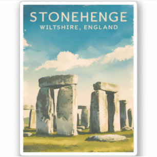 Pegatina Viajes de época Stonehenge Inglaterra Retro Scenic