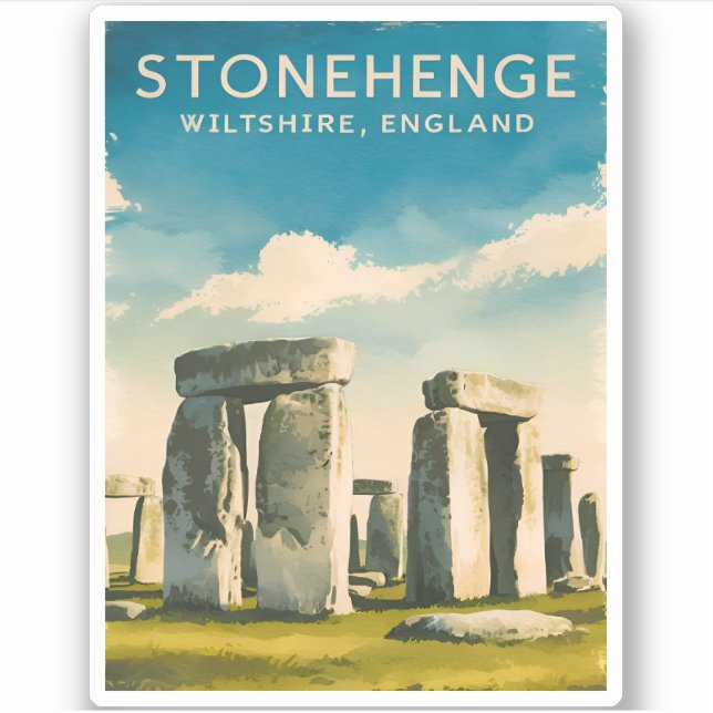 Pegatina Viajes de época Stonehenge Inglaterra Retro Scenic (Anverso)