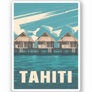 Pegatina Viajes de época Tahiti Seaside Retro Graphic