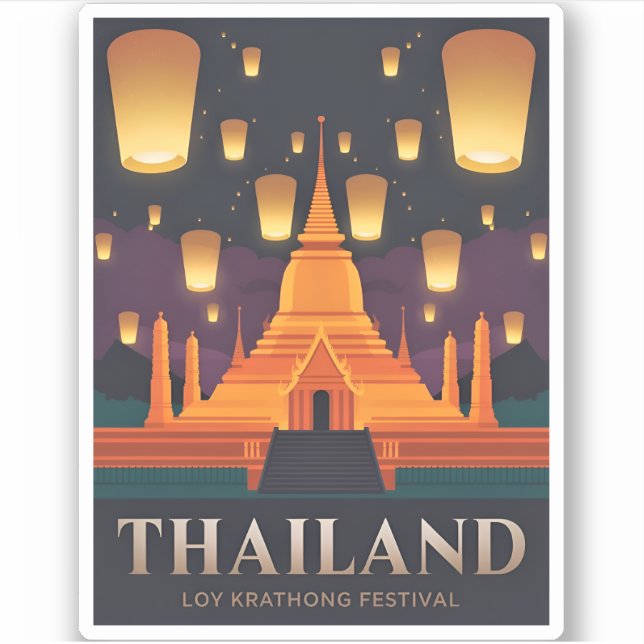 Pegatina Viajes de época Tailandia Festival de los Faros Re (Anverso)