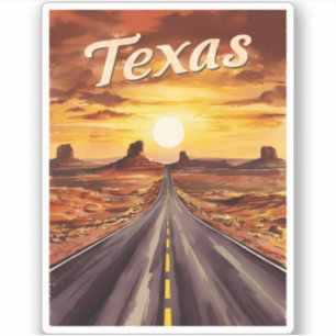 Pegatina Viajes de época Texas Paisaje Retro Escenario Atar