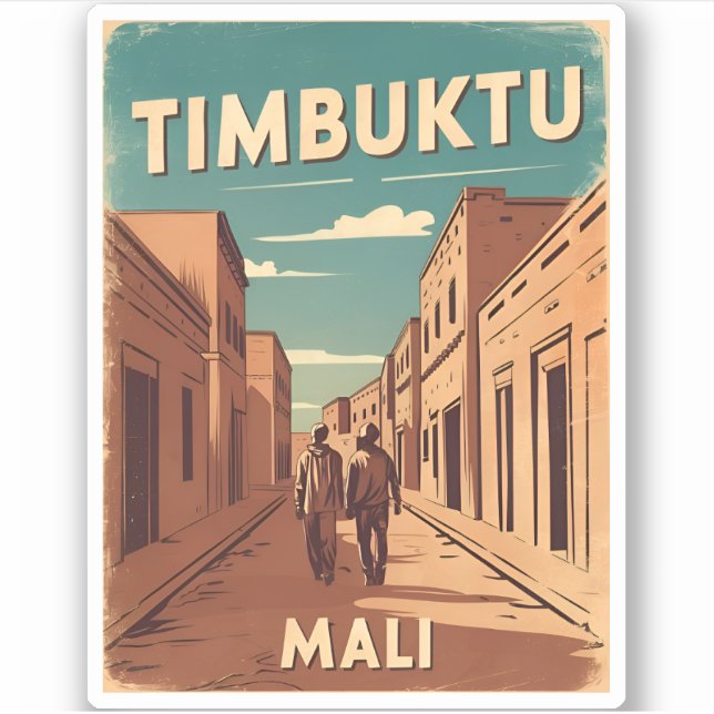 Pegatina Viajes de época Timbuktu Mali Gráfico retro africa (Anverso)