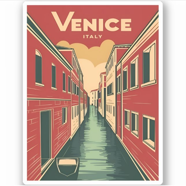 Pegatina Viajes de época Venecia Italia Gráfico retro (Anverso)