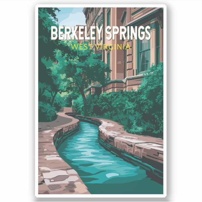 Pegatina Viajes de Ilustracion de Berkeley Springs West Vir (Anverso)