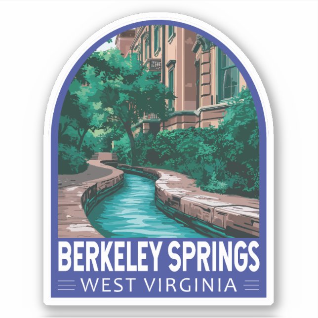 Pegatina Viajes de Ilustracion de Berkeley Springs West Vir (Anverso)