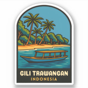 Pegatina Viajes retro vintage Gili Trawangan Indonesia