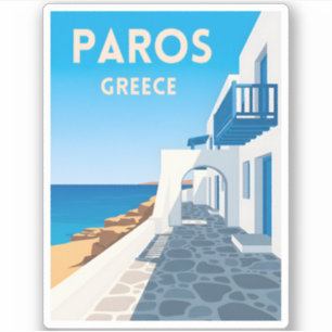 Pegatina Viajes retro vintage paros isla Grecia costa