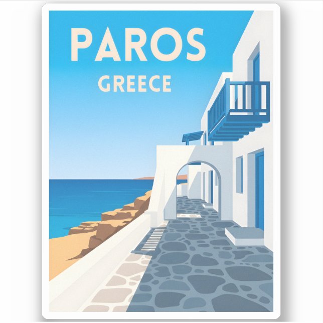 Pegatina Viajes retro vintage paros isla Grecia costa (Anverso)