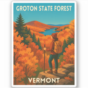 Pegatina Viajes Retro Vintage Vermont Bosque Estatal de Gro