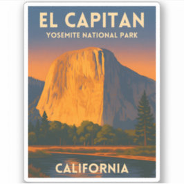 Pegatina Viajes Vintage El Capitán Parque Nacional Yosemite
