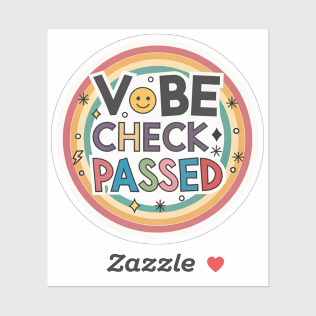 Pegatina Vibe Check Passed Rainbow Sticker | Positive Energ (Hoja)