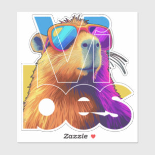 Pegatina Vibes Capybara Retro Design