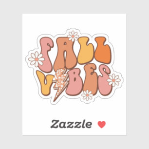 Pegatina Vibes de caída rosa y Naranja retro