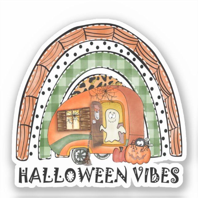 Pegatina Vibes de Halloween - Arcoiris Naranja (Anverso)