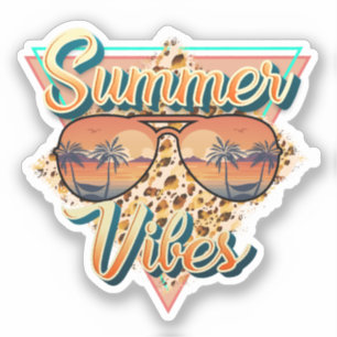 Pegatina Vibes de verano Gafas de sol antiguas Beach Su