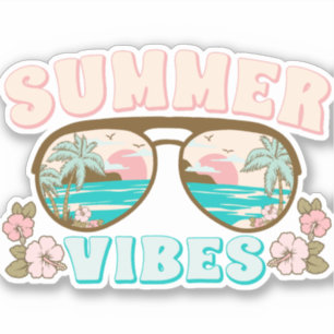 Pegatina Vibes de verano retro boho