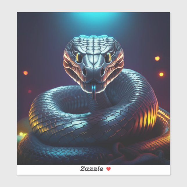 Pegatina Víbora plateada lengua de serpiente ondeando (Hoja)