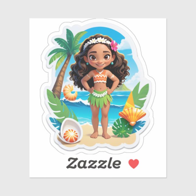 Pegatina ¡Vibraciones de cumpleaños de Moana en la isla! (Hoja)