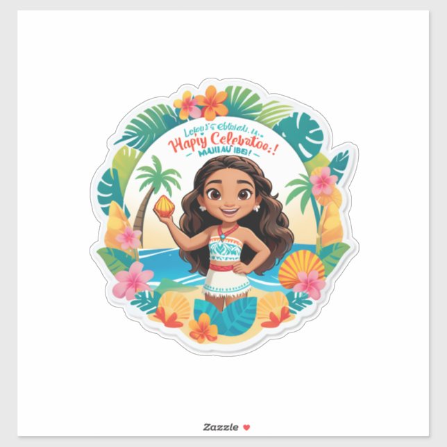 Pegatina ¡Vibraciones de cumpleaños de Moana en la isla! (Hoja)