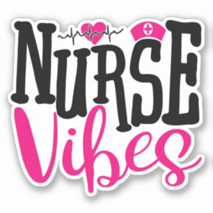 Pegatina Vibraciones de Enfermera Linda Tipografía Rosa Neg