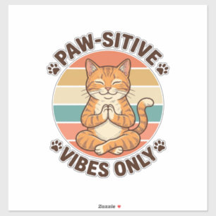 Pegatina Vibraciones Paw-Sitivas Solo Gato Meditando Diseño