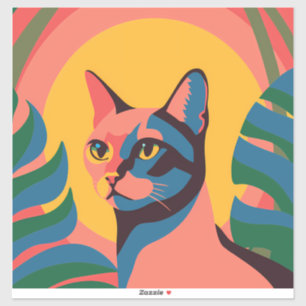 Pegatina Vibrant Pop Art Cat Portrait
