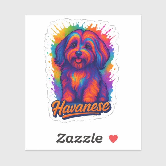 Pegatina Vibrant Pop Art Havanese Dog – Colorful Street Art (Hoja)