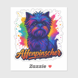 Pegatina Vibrante Affenpinscher Pop Art Retrato - Colorido