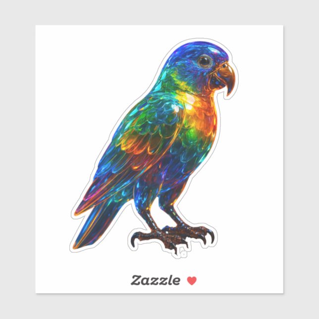 Pegatina Vibrante arte de loro arco iris - Efecto de vidrio (Hoja)