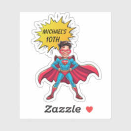 Pegatina Vibrante caricatura de superhéroes rojos y amarill