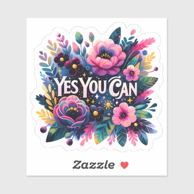 Pegatina Vibrante celebración floral de la fuerza (Hoja)