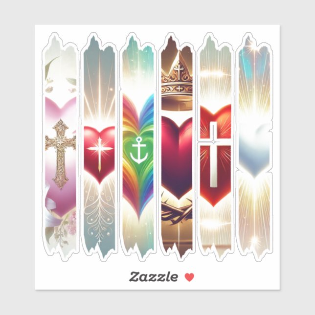 Pegatina Vibrante Christian Valentine Corazón Cinta de Lava (Hoja)