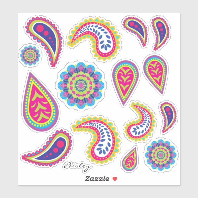 Pegatina Vibrante Neon Modern Paisley & Mandalas (Hoja)