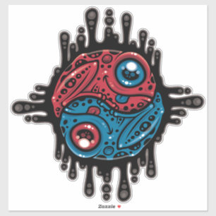 Pegatina Vibrante veneno rojo y azul Dart Frog Yin Yang