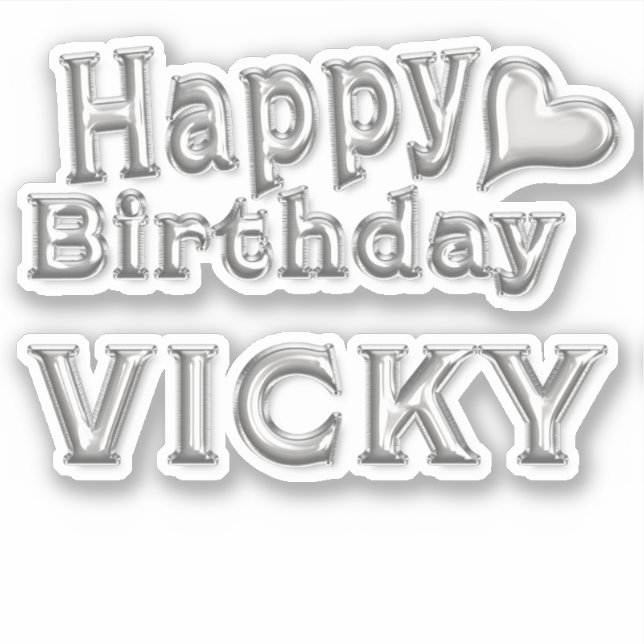 Pegatina Vicky Happy Birthday silver Aufkleber Sticker (Anverso)