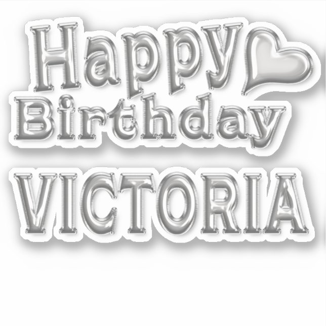 Pegatina Victoria Happy Birthday silver Aufkleber Sticker (Anverso)