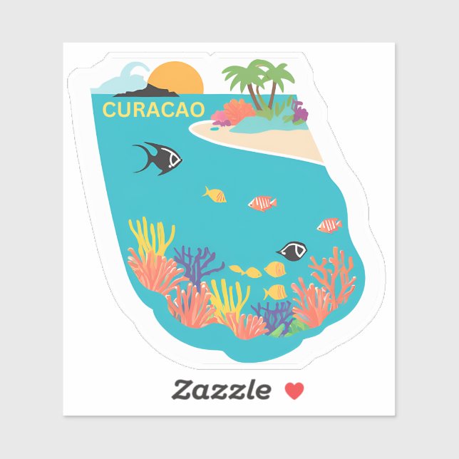 Pegatina Vida de isla al estilo de Curazao (Hoja)