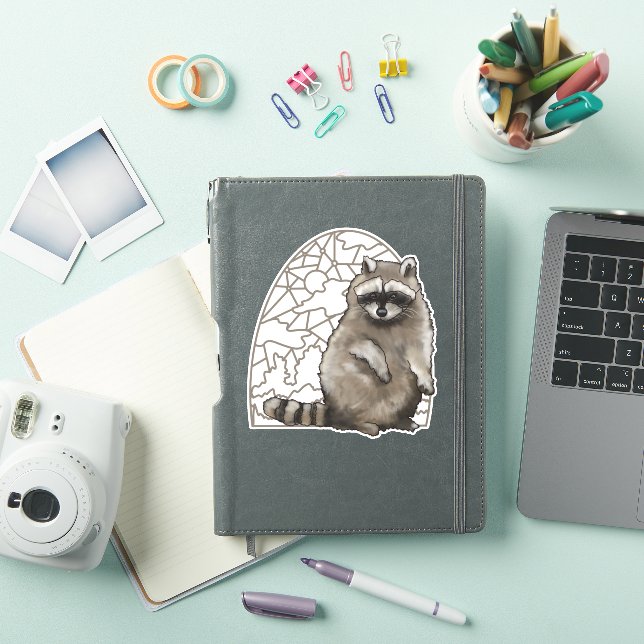 Pegatina Vidrio Manchado Adorable Raccoon (Funda para iPad)