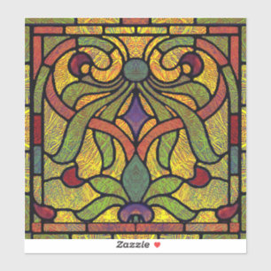 Pegatina Vidrio pintado victoriano en verde y dorado