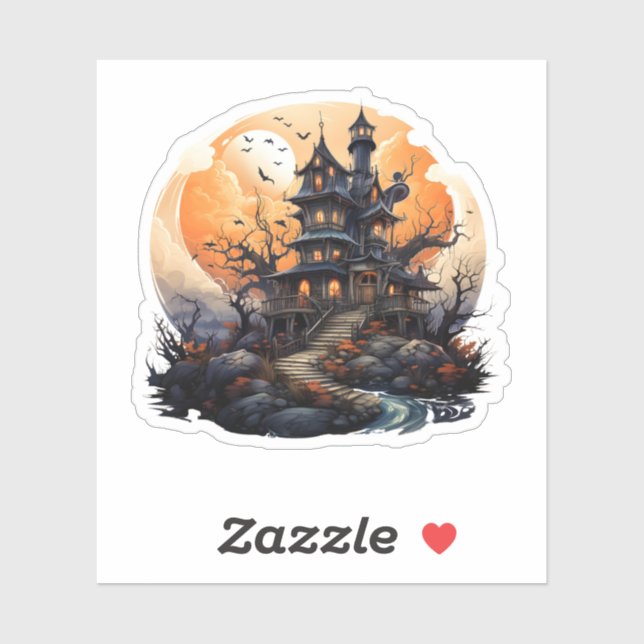 Pegatina Vieja Halloween Spooky Haunty House (Hoja)