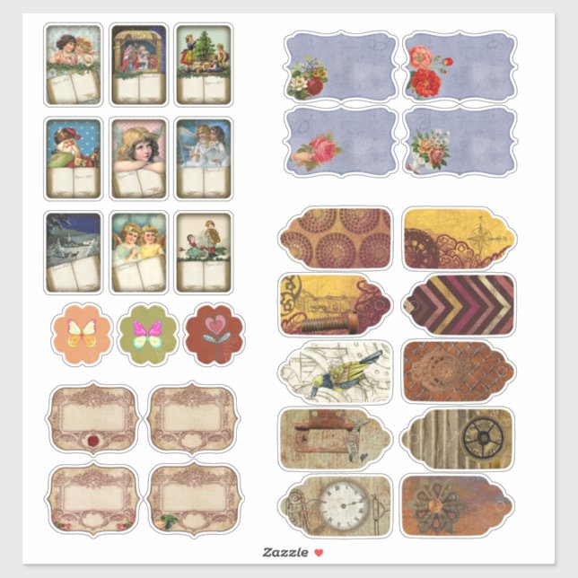 Pegatina Vieja Ilustración Jornal Planner Scrabooking (Hoja)