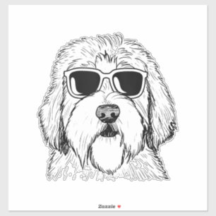 Pegatina Viejo boceto de Sheepdog inglés dibujo de perro de