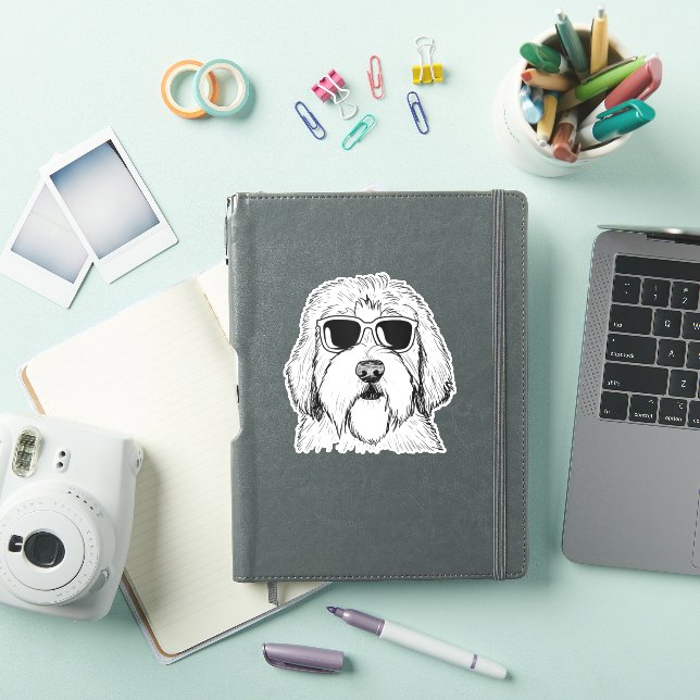 Pegatina Viejo boceto de Sheepdog inglés dibujo de perro de (Funda para iPad)