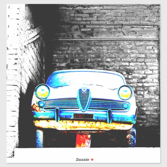 Pegatina Viejo coche (Hoja)