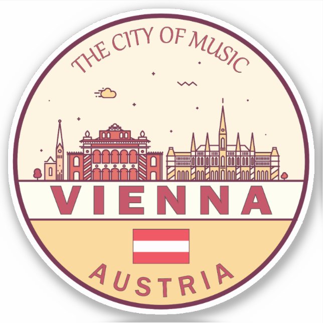 Pegatina Viena Austria City Skyline Emblem (Anverso)