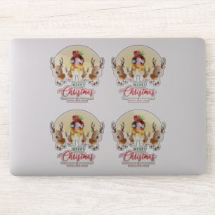 Pegatina Viene Santa Claus   8"x 8"- Transparente brillante