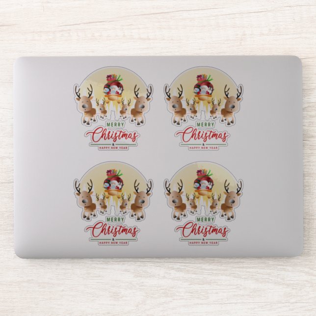 Pegatina Viene Santa Claus | 8"x 8"- Transparente brillante (Ordenador)