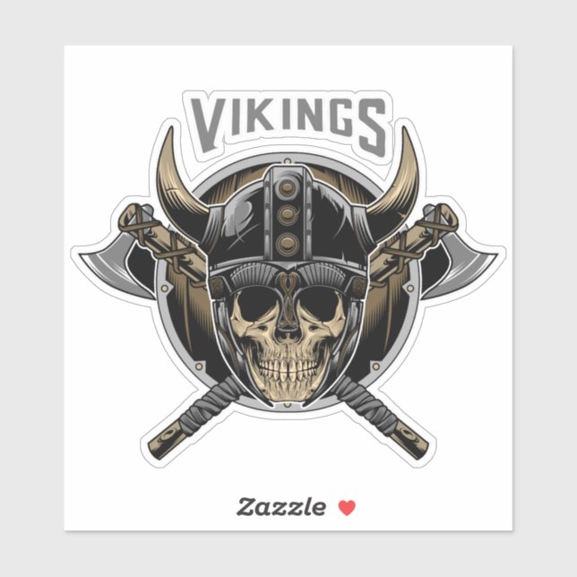 Pegatina Viking Skull Warrior (Hoja)
