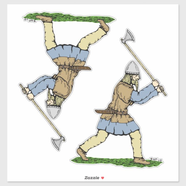 Pegatina Viking Warrior Wielding Broad-Ax (Hoja)